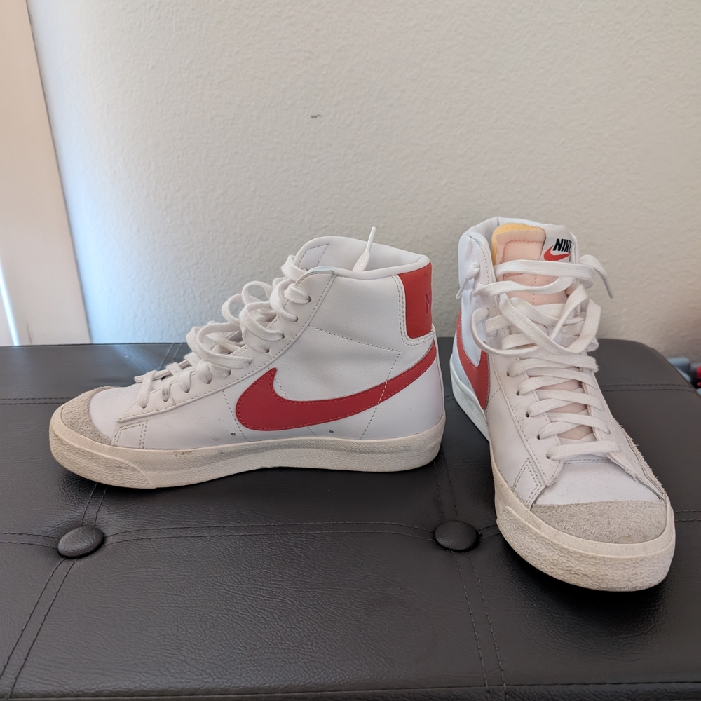 Nike White and Orange High-Top Sneakers
